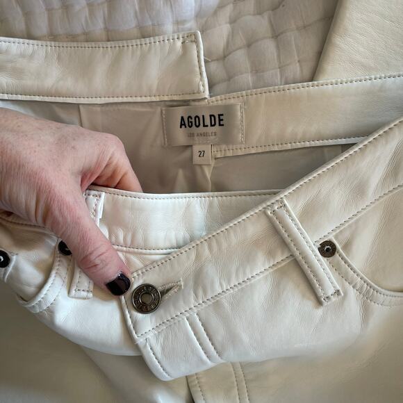 AGOLDE Recycled Leather Criss Cross Straight Pants Lace White Size 27 Crossover - Picture 16 of 16
